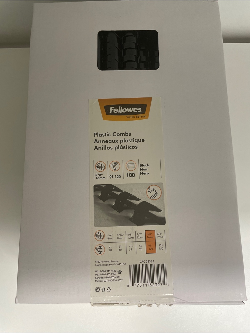 5/8" Black Plastic Binding Combs (100 Pack)